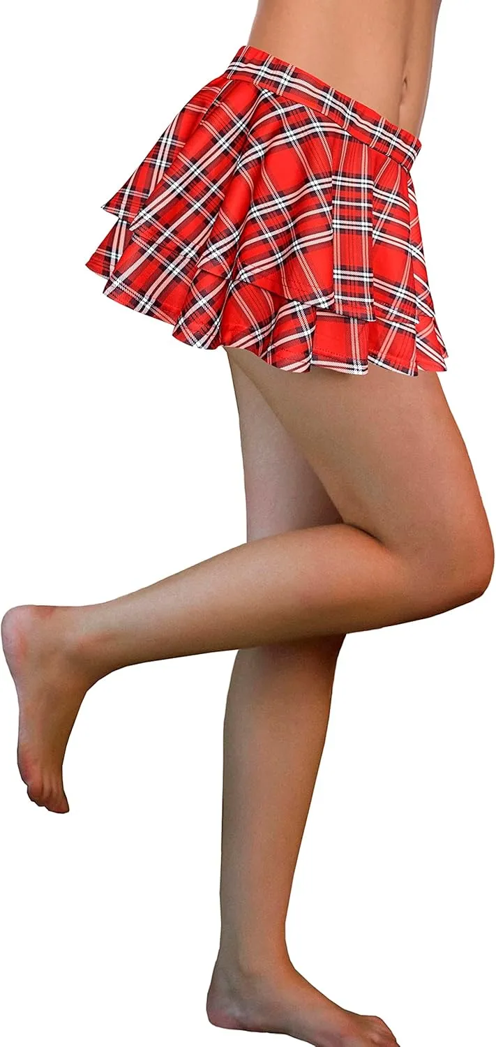 Afibi Women Sexy Pleated Mini Skirt Solid Ruffle Lingerie Skirts