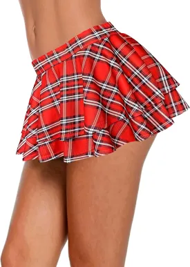 Afibi Women Sexy Pleated Mini Skirt Solid Ruffle Lingerie Skirts