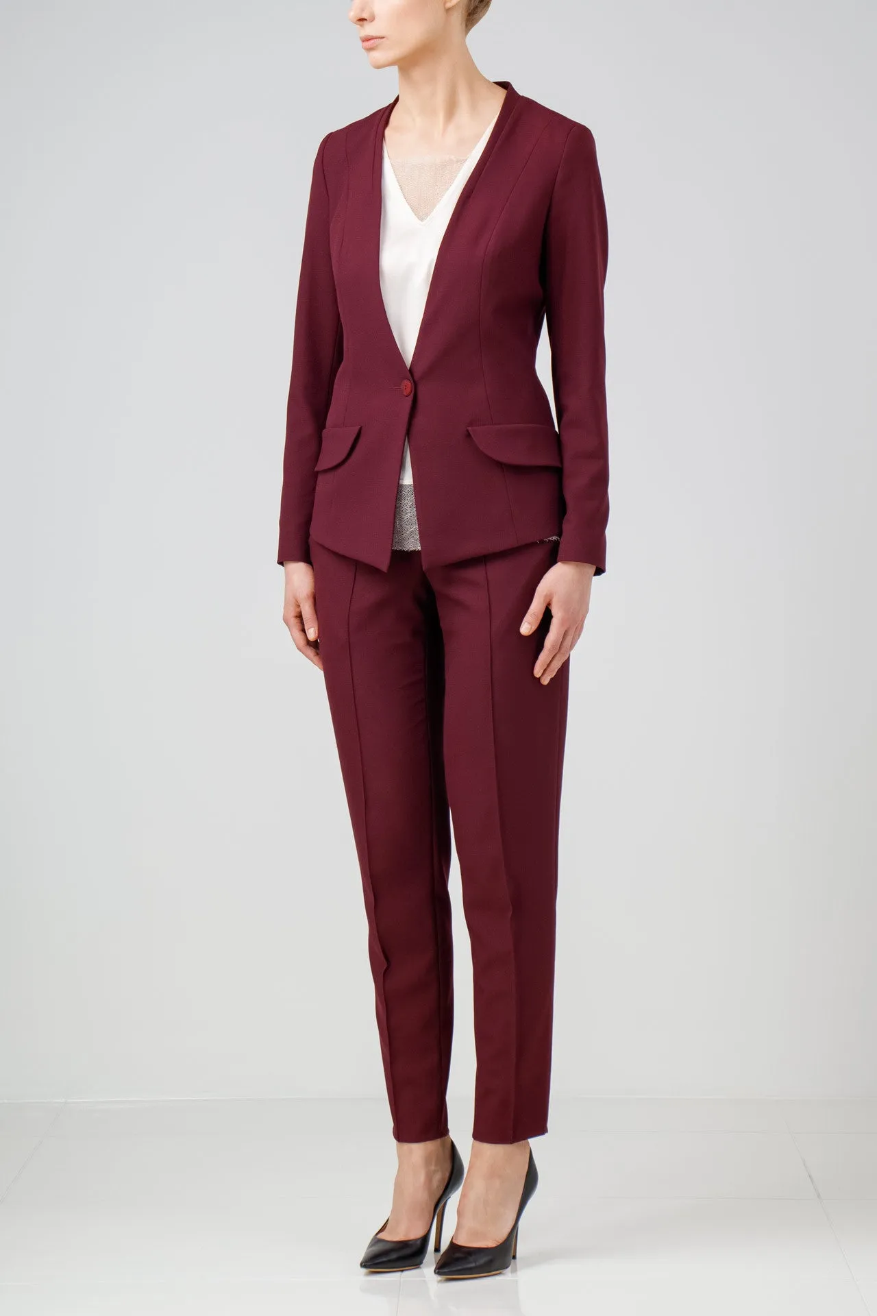 Burgundy crepe suit
