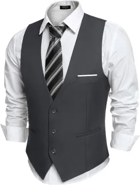 COOFANDY Men's Suit Vest Slim Fit Formal Dress Waistcoat Casual Business Vests for Suit or Tuxedo
