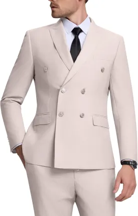 Double Breasted Suit Men Slim Fit 2 Pieces Suit Blazer Pants Formal 2 Button Tuxedo Jacket for Wedding Business Prom