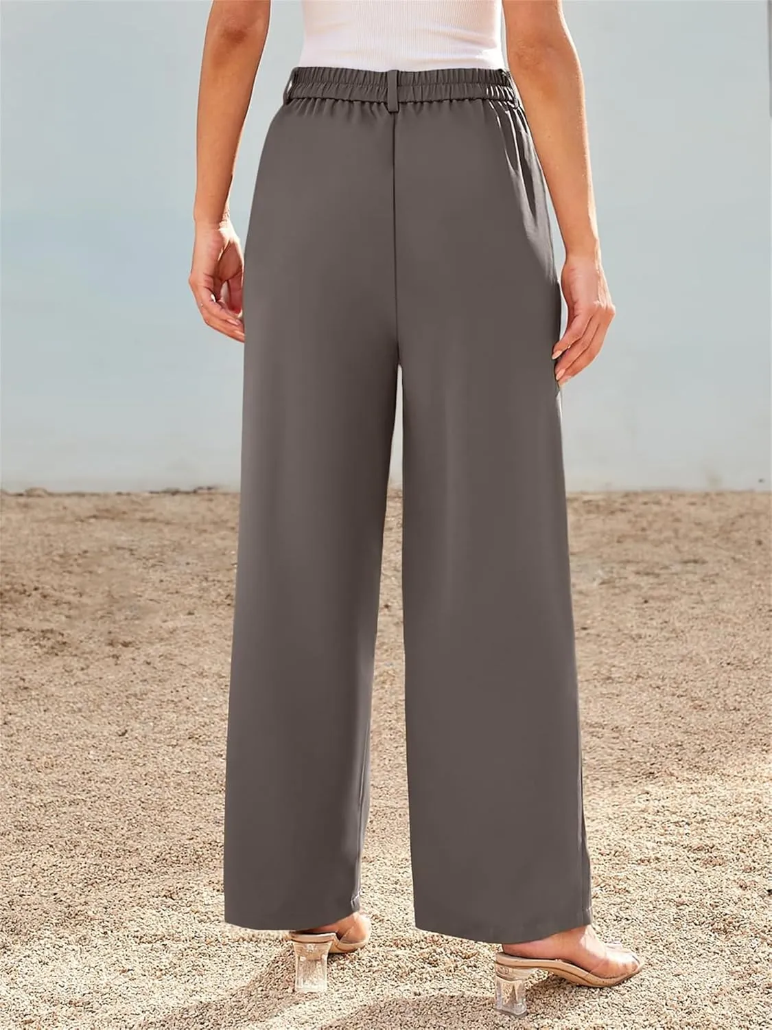 Dress Pants for Women,Women's Wide Leg Pants High Elastic Waisted Business Work Trousers Long Straight Suit Pants