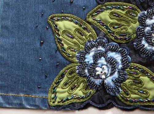 Embellished Faded Flared Jeans