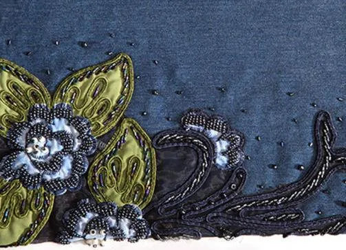 Embellished Faded Flared Jeans