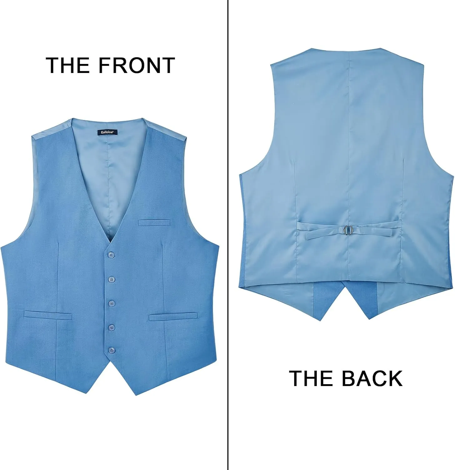 Enlision Men's Suit Vest Business Formal Dress Waistcoat Solid Color Vest for Suit or Tuxedo