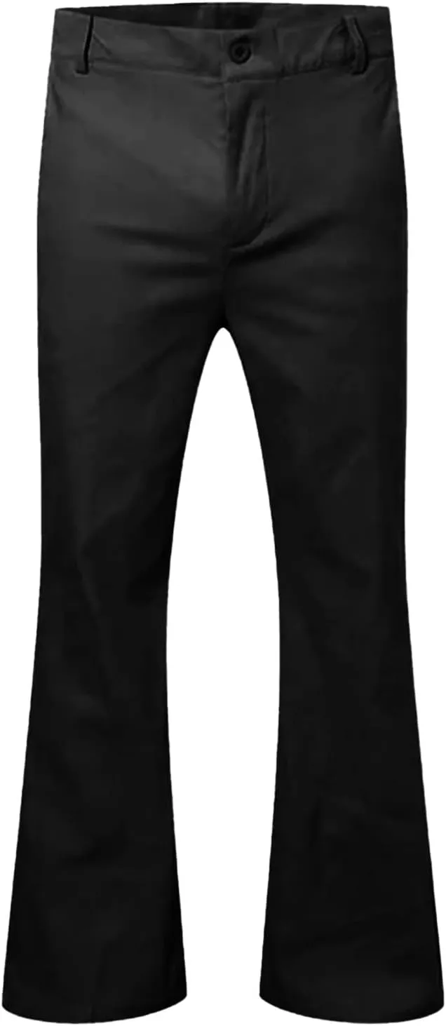 evzosrz Mens Slim Fit Bell Bottom Pants Business Stretch 70s Disco Pants Retro Flared Trouser Fashion Dress Pant with Pockets