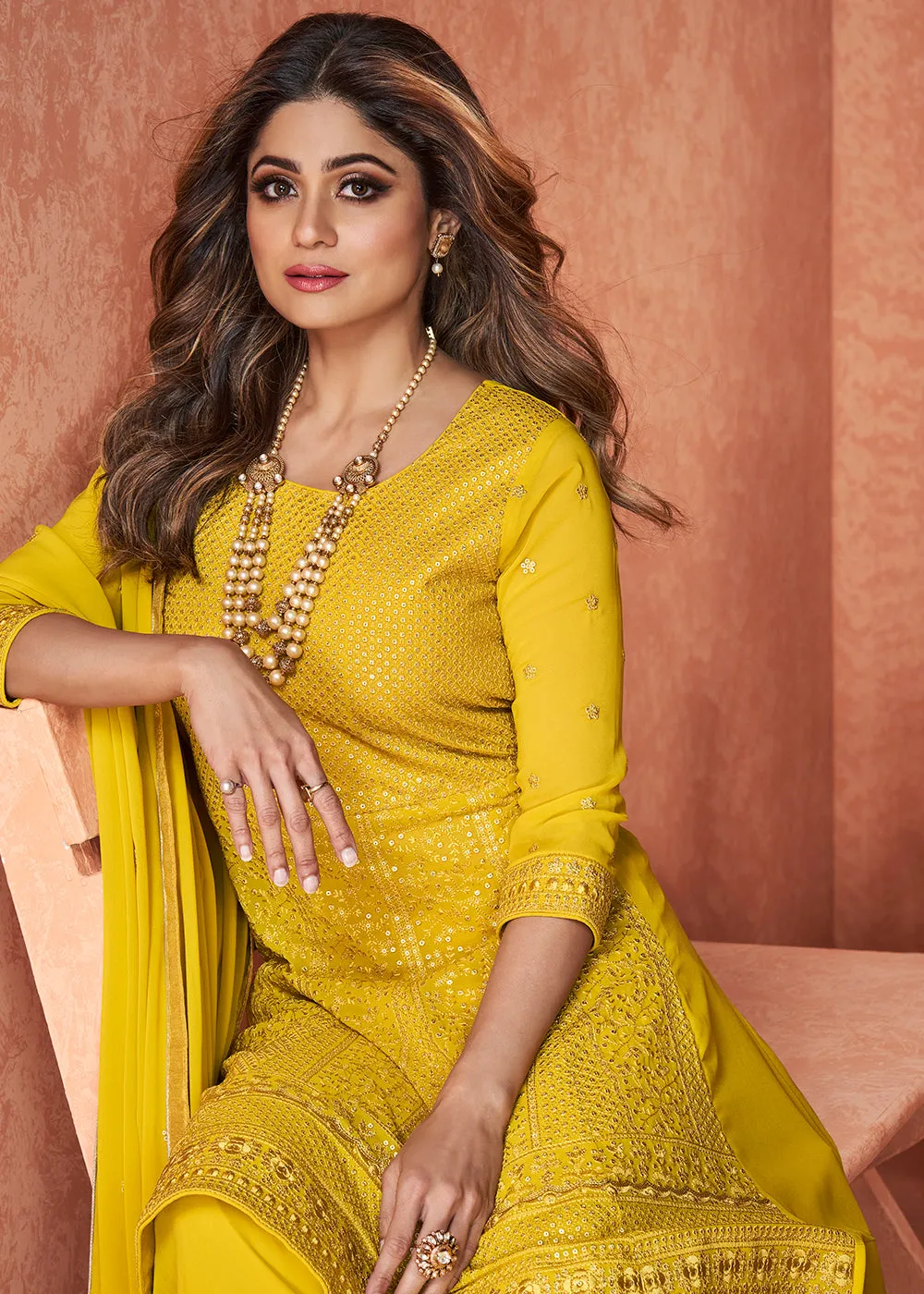 Fabulous Yellow Gharara Style Wedding Festive Suit