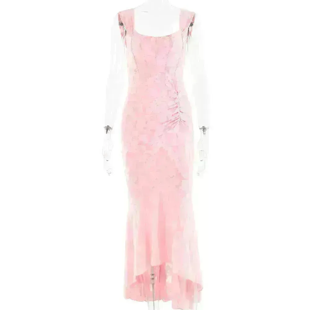 Fashion Off-neck Tube Top Stitching Hip Fishtail Dress for women.
