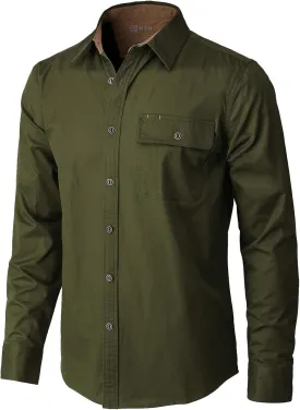 H2H Men's Casual Shirt Long Sleeve Classic Woven Shirt Thermal Shirt