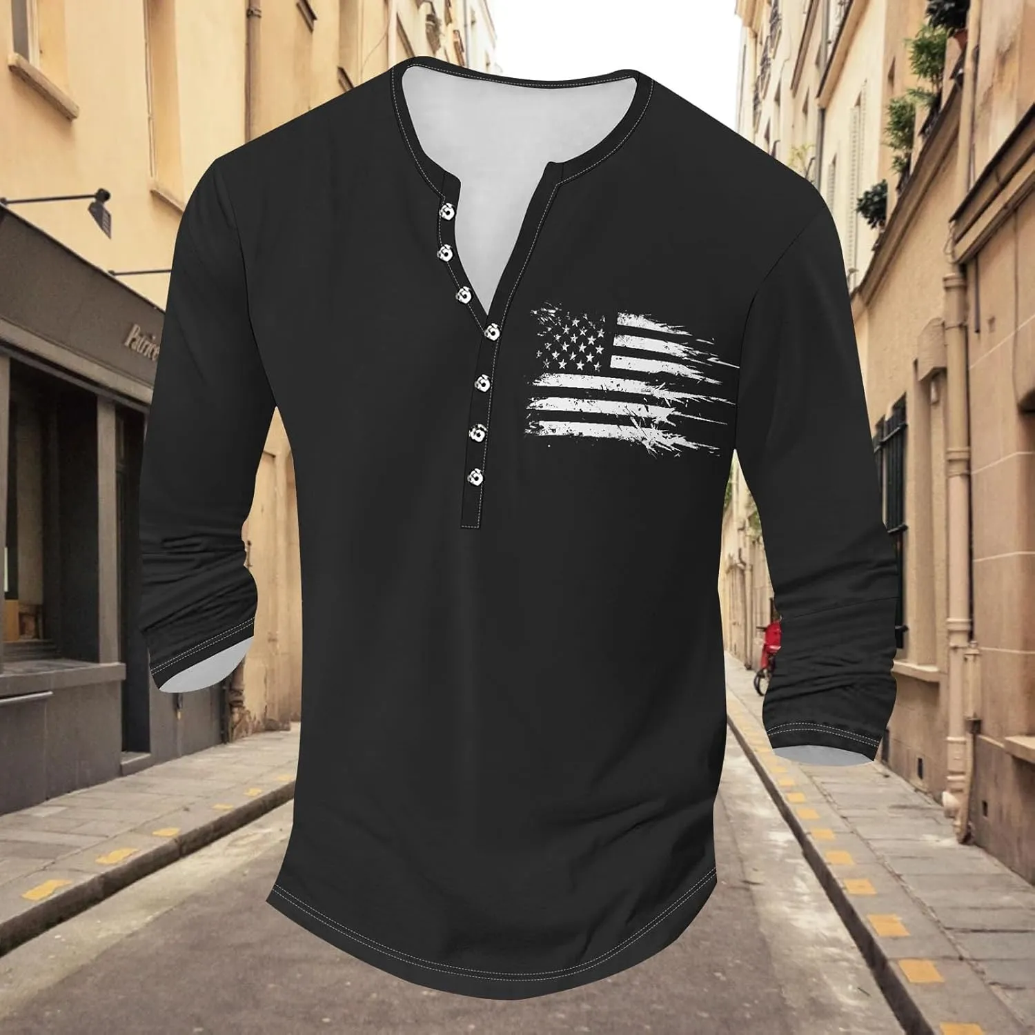 Henley Shirts for Men Lightweight Long Sleeve T-Shirts Casual Workwear Quick Dry Shirts Graphic Club Pullover Tee