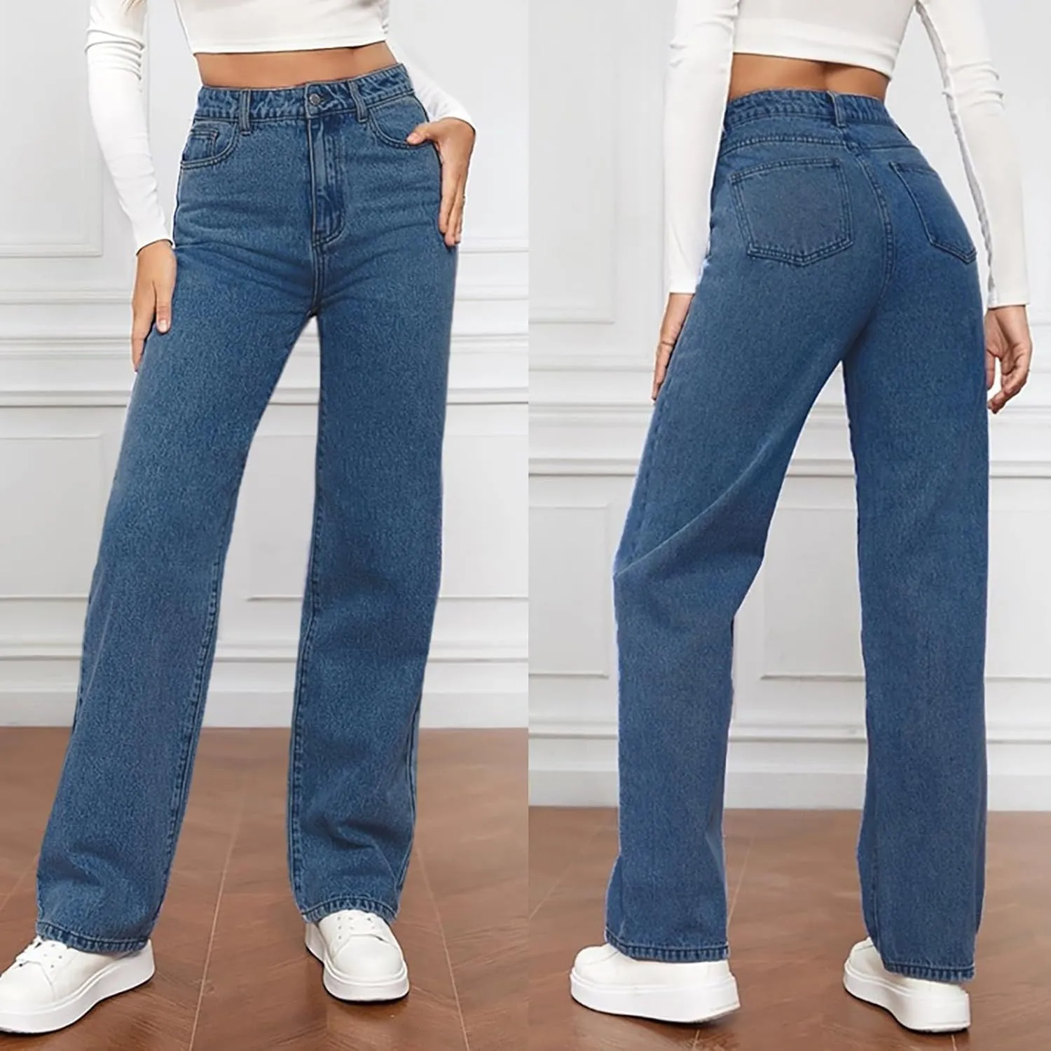 Katchme Womens Minimalist Jeans, Katchme Wide Leg Jeans, 2025 Spring Pants for Women, High Waist Stretch Wide Leg