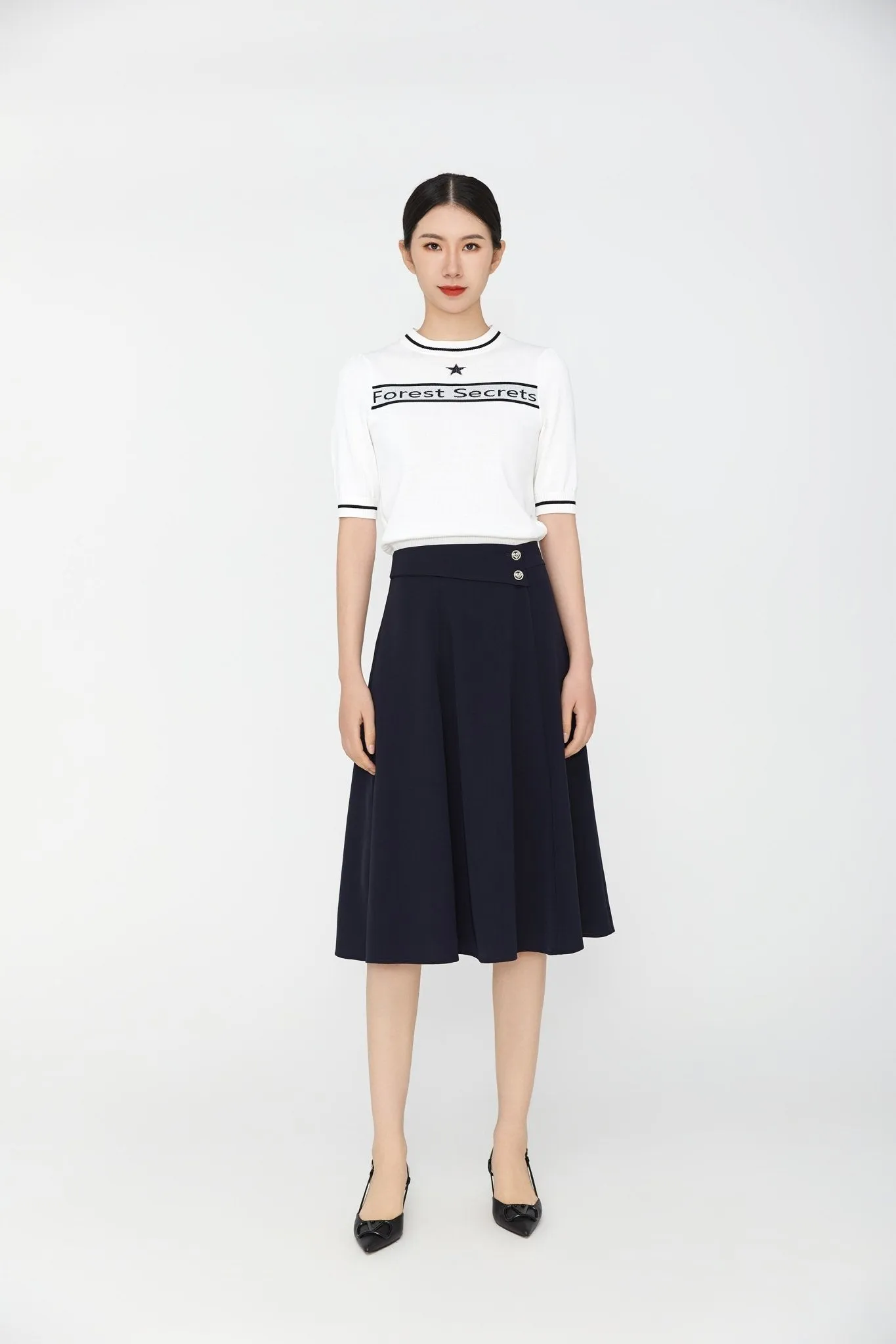 Knit Crewneck Short Sleeve Letter T-shirt