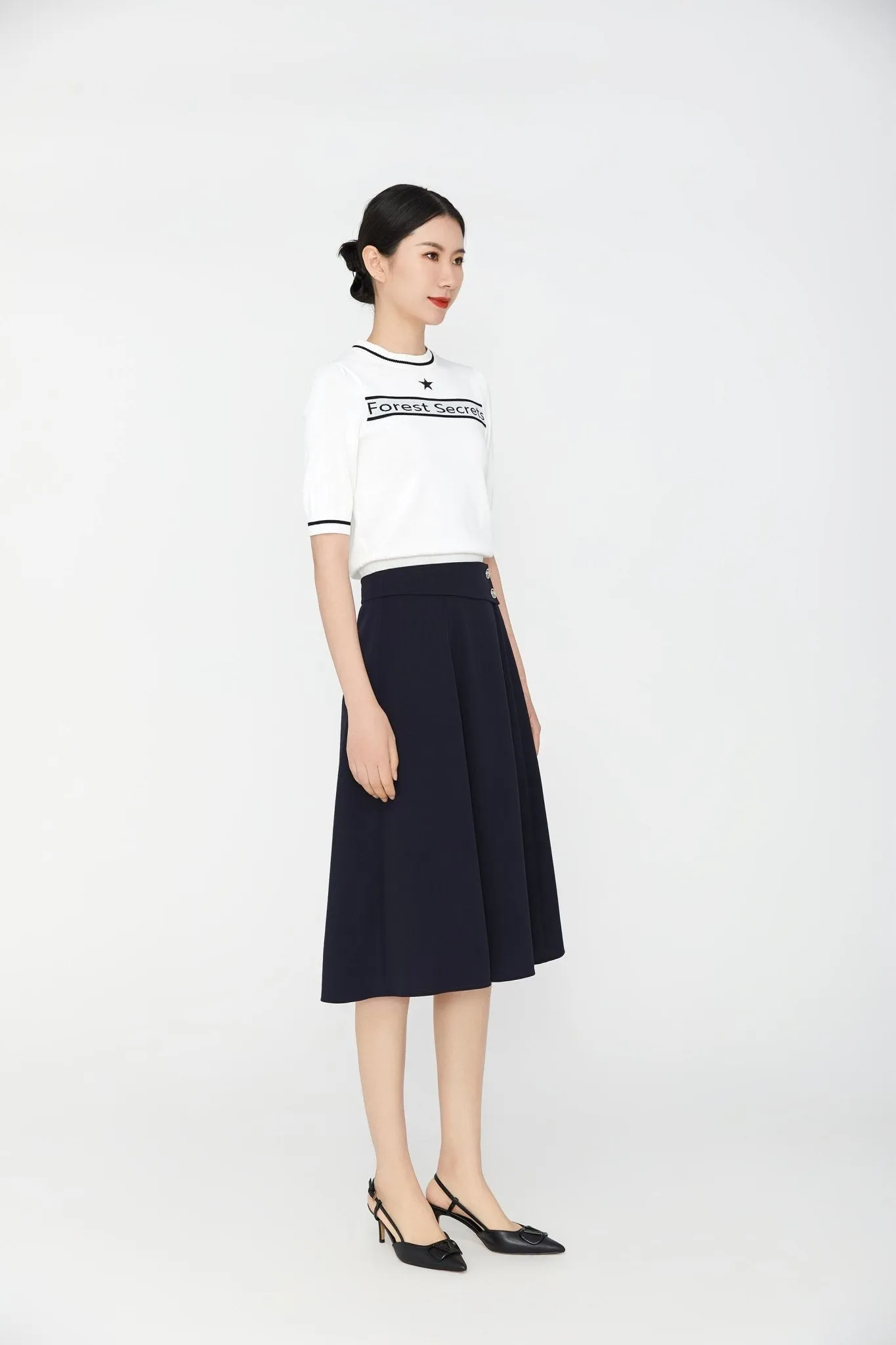 Knit Crewneck Short Sleeve Letter T-shirt