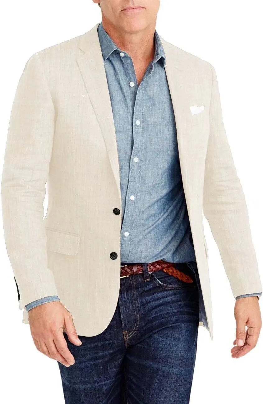 Men's Blazer Causal Linen Jacket Suit Slim Fit Blazer for Men Wedding Prom Jacket