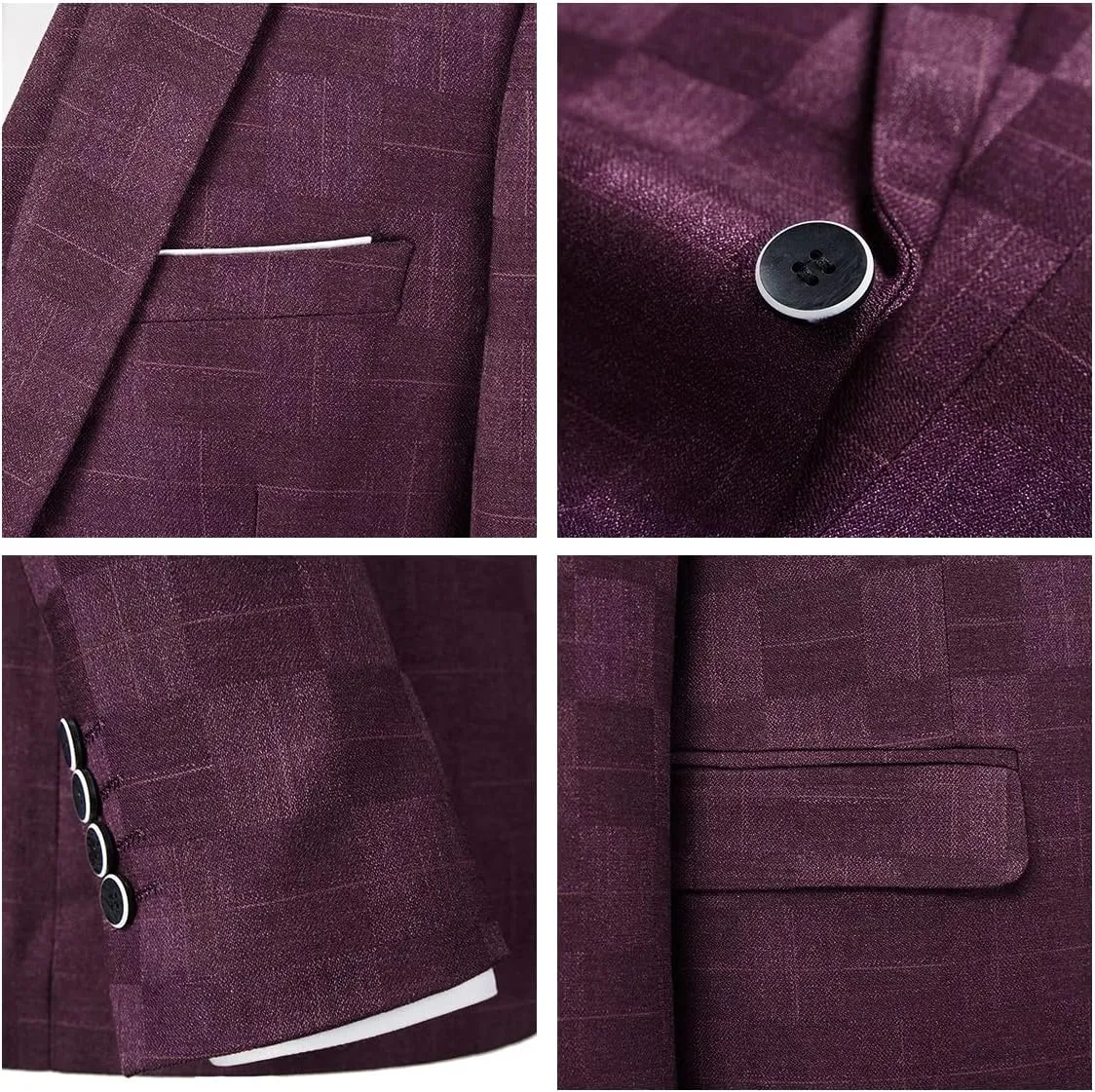 Mens Plaid Suit Slim Fit 3 Pieces Casual Checked Vintage Tuxedo Suit for Men for Wedding Business Party Blazer Pants & Vest