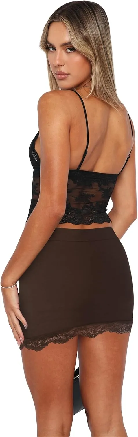 Mini Skirt Skort for Women Pencil Bodycon Short Skirts with Shorts Underneath Cargo Skirt Sexy Mid-Waisted