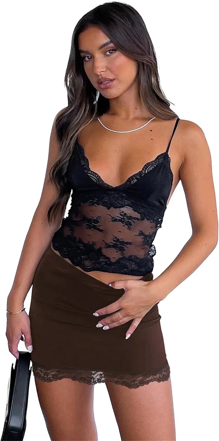 Mini Skirt Skort for Women Pencil Bodycon Short Skirts with Shorts Underneath Cargo Skirt Sexy Mid-Waisted