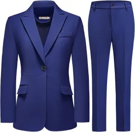 MODFUL Pant Suits for Women Business Suit Set 2 Piece Slim Fit Blazer Jacket One Button Formal Suit