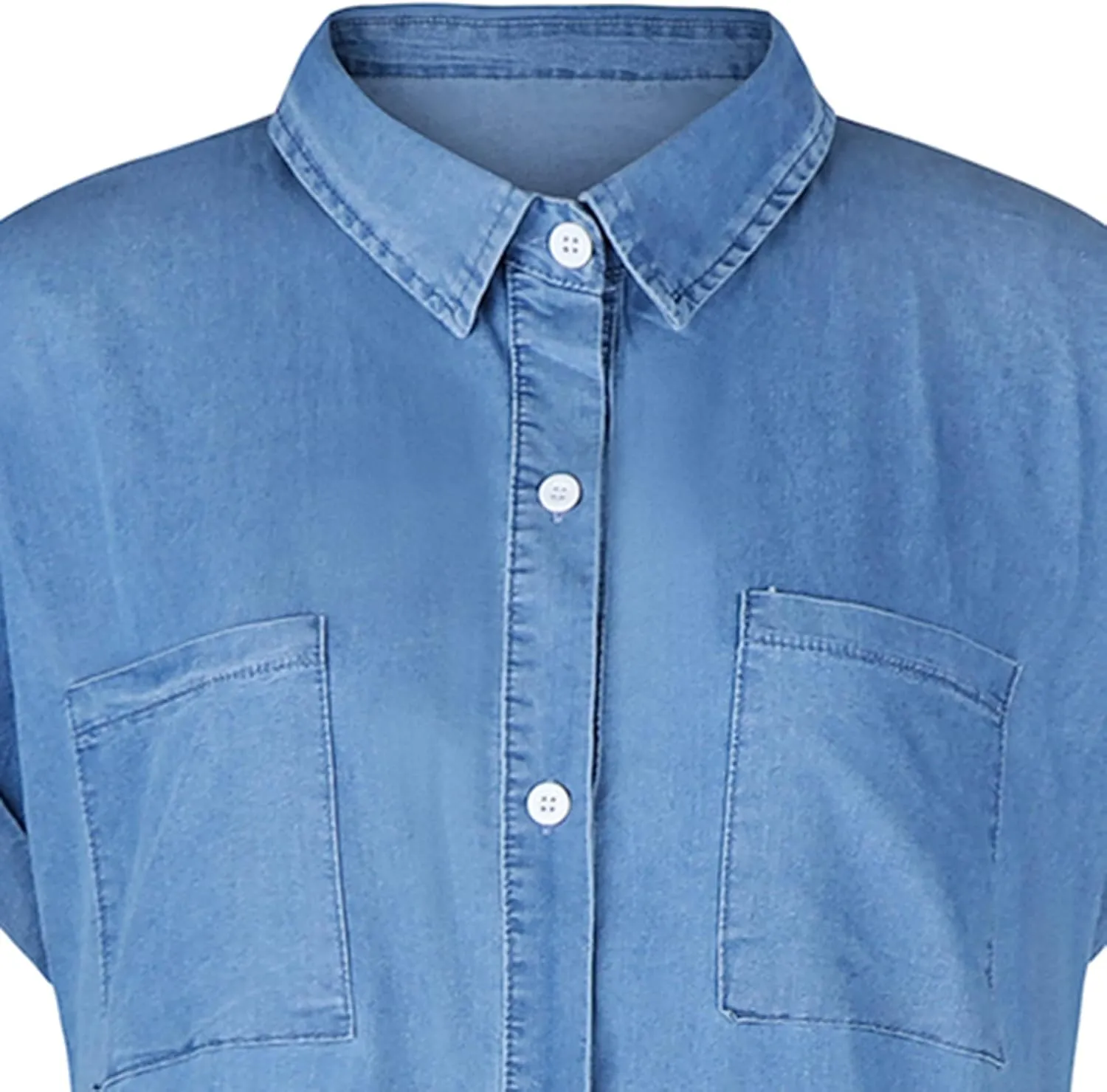 NaRHbrg Summer Denim Shirt Dresses for Womens Short Sleeve Loose Jean Midi Dress Button Down Casual Shift Dress Tunic Top