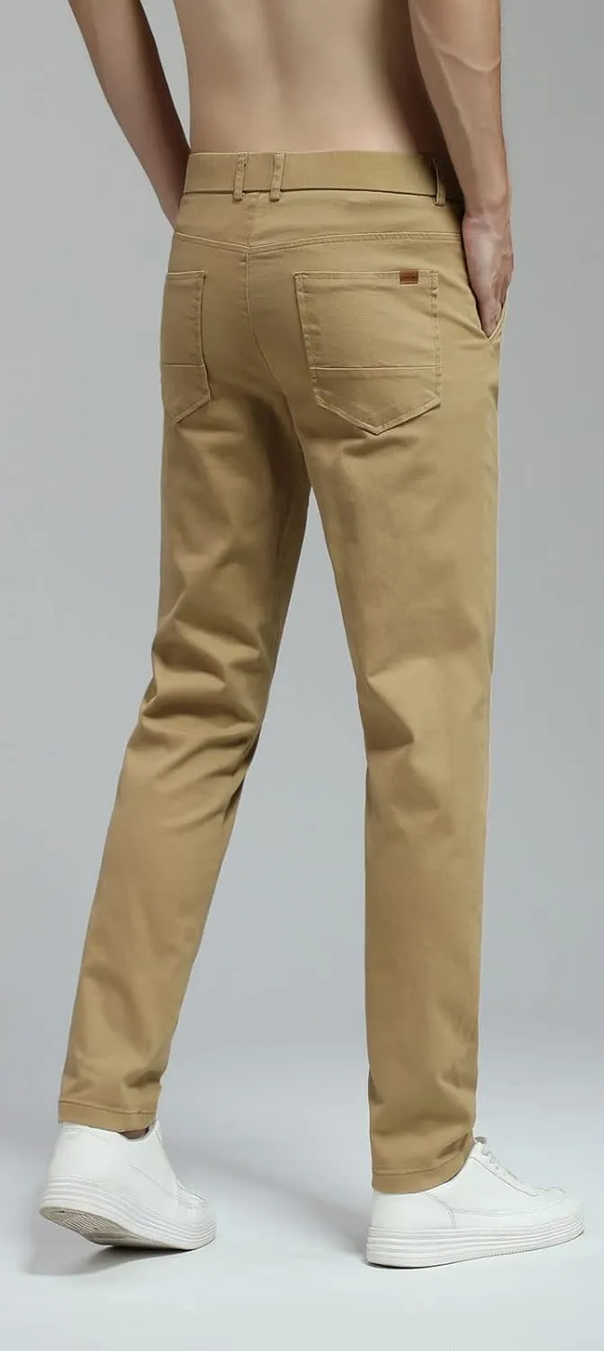 Plaid&Plain Men's Skinny Stretchy Khaki Pants Colored Pants Slim Fit Slacks Tapered Trousers