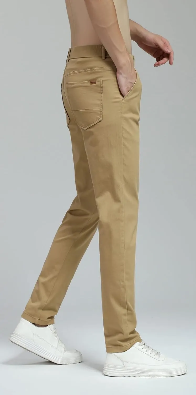 Plaid&Plain Men's Skinny Stretchy Khaki Pants Colored Pants Slim Fit Slacks Tapered Trousers