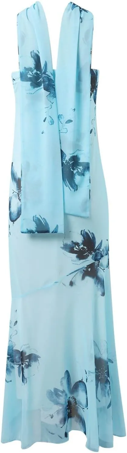 Tube Floral Maxi Dresses Strapless Backless Bodycon Dress Sexy Summer Cocktail Dress for Beach Weddings & Formal Events