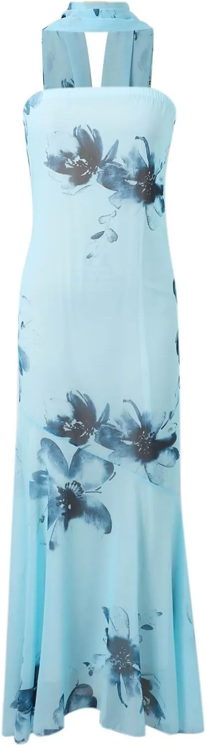 Tube Floral Maxi Dresses Strapless Backless Bodycon Dress Sexy Summer Cocktail Dress for Beach Weddings & Formal Events