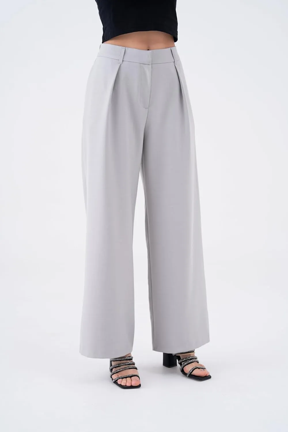Wide Leg Work Pants Womens Elastic High Waisted Casual Office Dress Pants Trousers with Pocket Normal and Plus Size Slacks