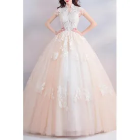 Women V-Neck Fascinating Solid Colored Sleeveless Long Length Comfortable Wedding Dress - C8525ZWD