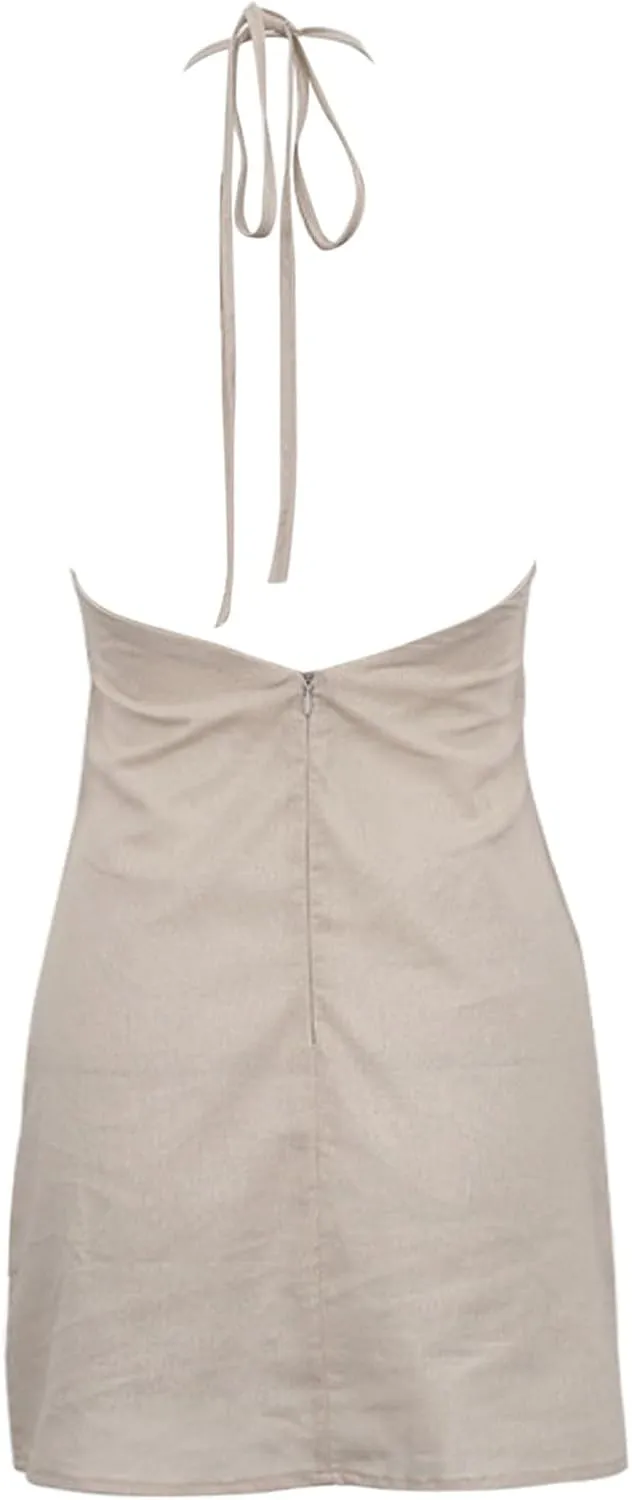 Women's Dress Open Back Sexy Spicy Girl Hanging Neck Lace Up A Line Dress Casual Skirts for Women 2024