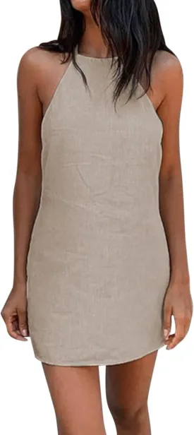 Women's Dress Open Back Sexy Spicy Girl Hanging Neck Lace Up A Line Dress Casual Skirts for Women 2024