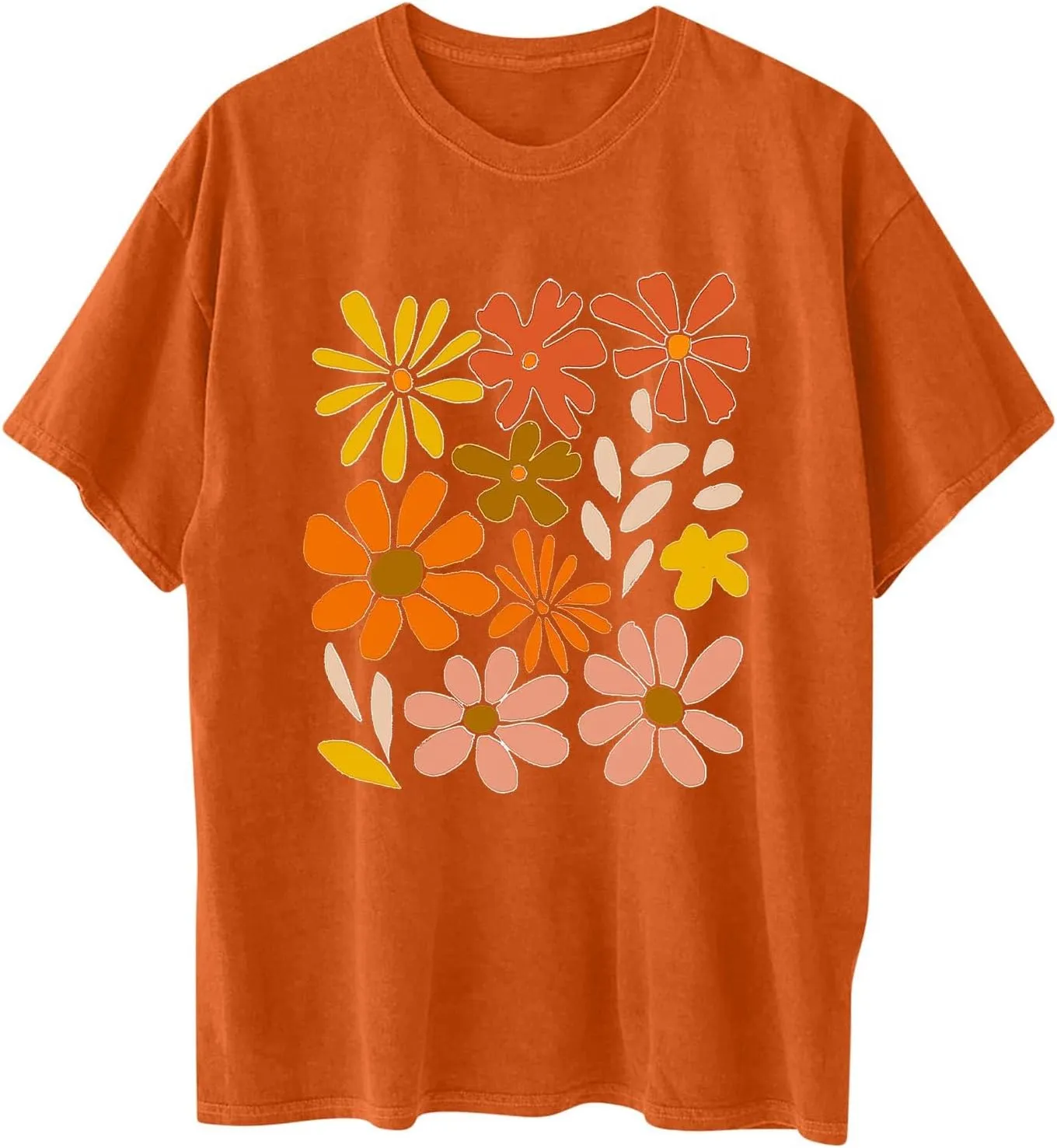 Women's Oversized T Shirts Summer Fashion Floral Print Short Sleeve Tops Casual Crewneck Loose Tees