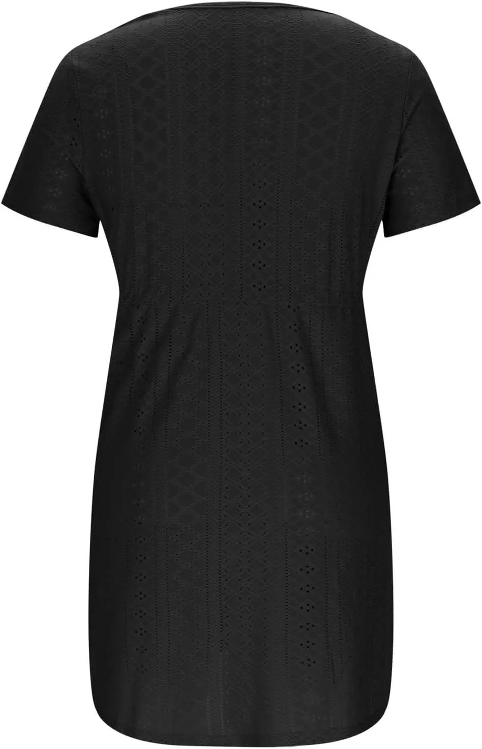Womens Short Sleeve Dress Summer Casual Drawstring Waist Maxi Dresses Solid Trendy Vacation Rund Neck Short Dresses