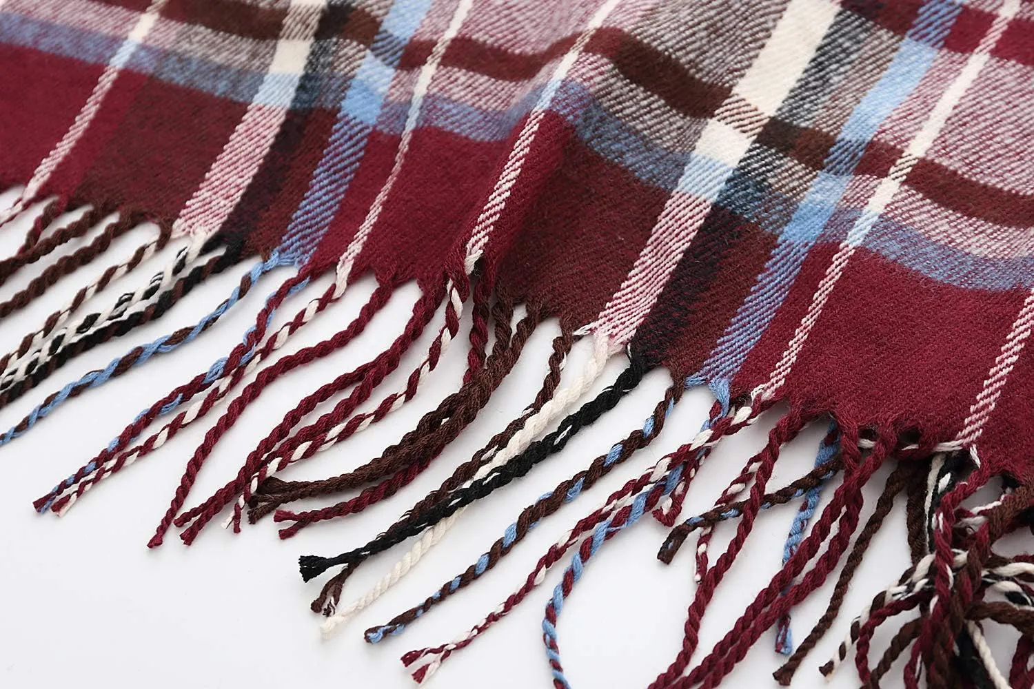 Women's Vintage Plaid Knitted Tassel Poncho Shawl Cape Button Cardigan