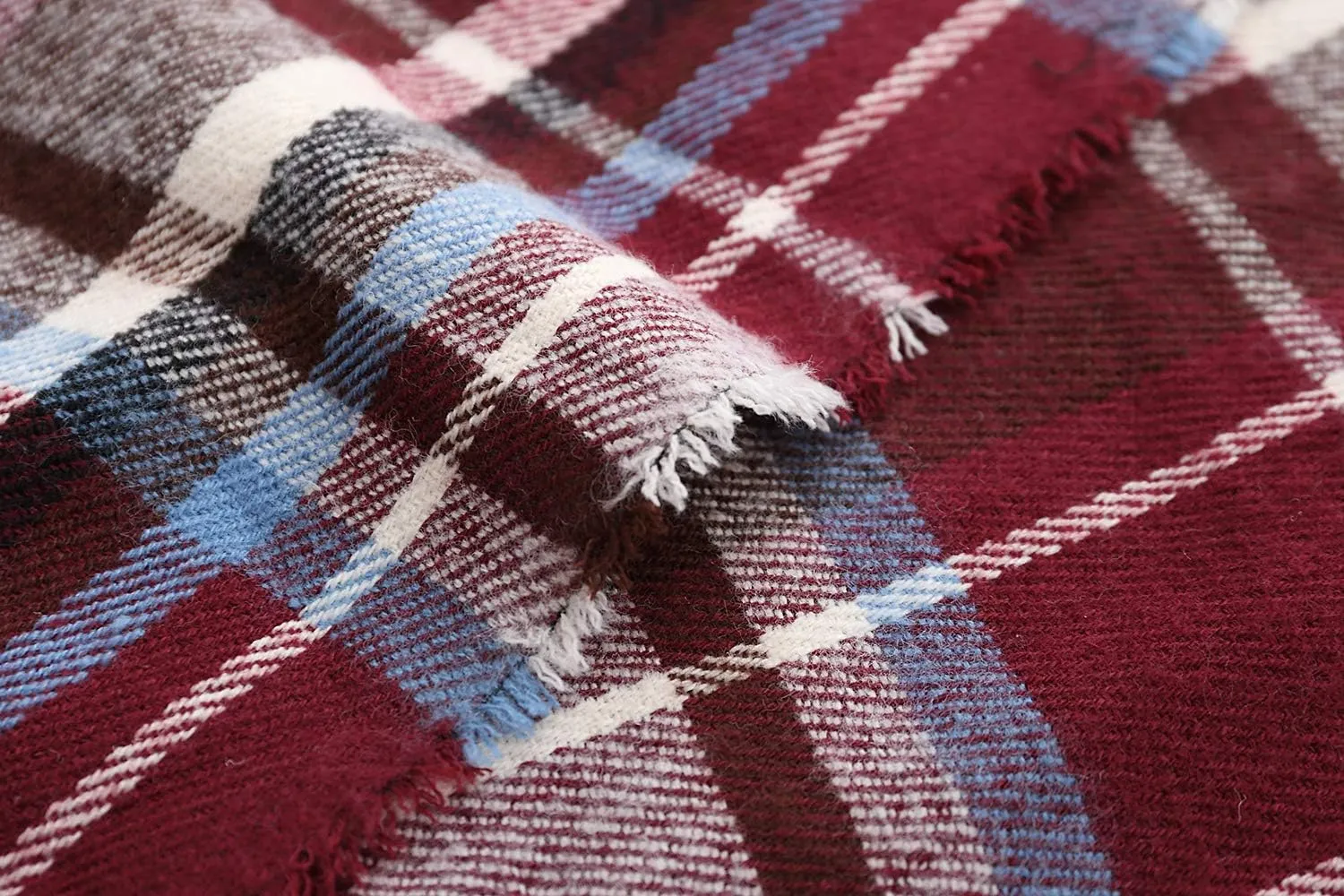 Women's Vintage Plaid Knitted Tassel Poncho Shawl Cape Button Cardigan