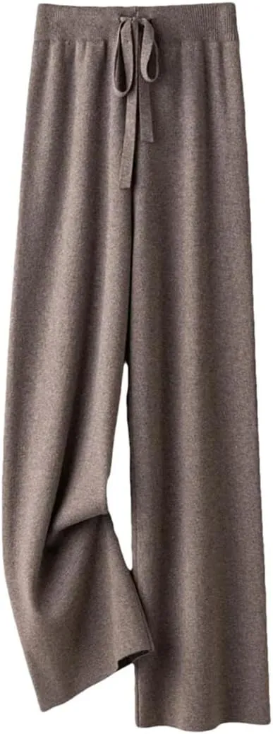 Women's Wide Leg Knit Pants Winter Thick Soft Loose Trousers Casual Y2K Korean Style Floor-Length Cargo