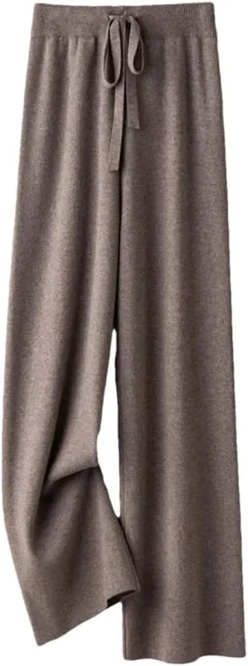 Women's Wide Leg Knit Pants Winter Thick Soft Loose Trousers Casual Y2K Korean Style Floor-Length Cargo