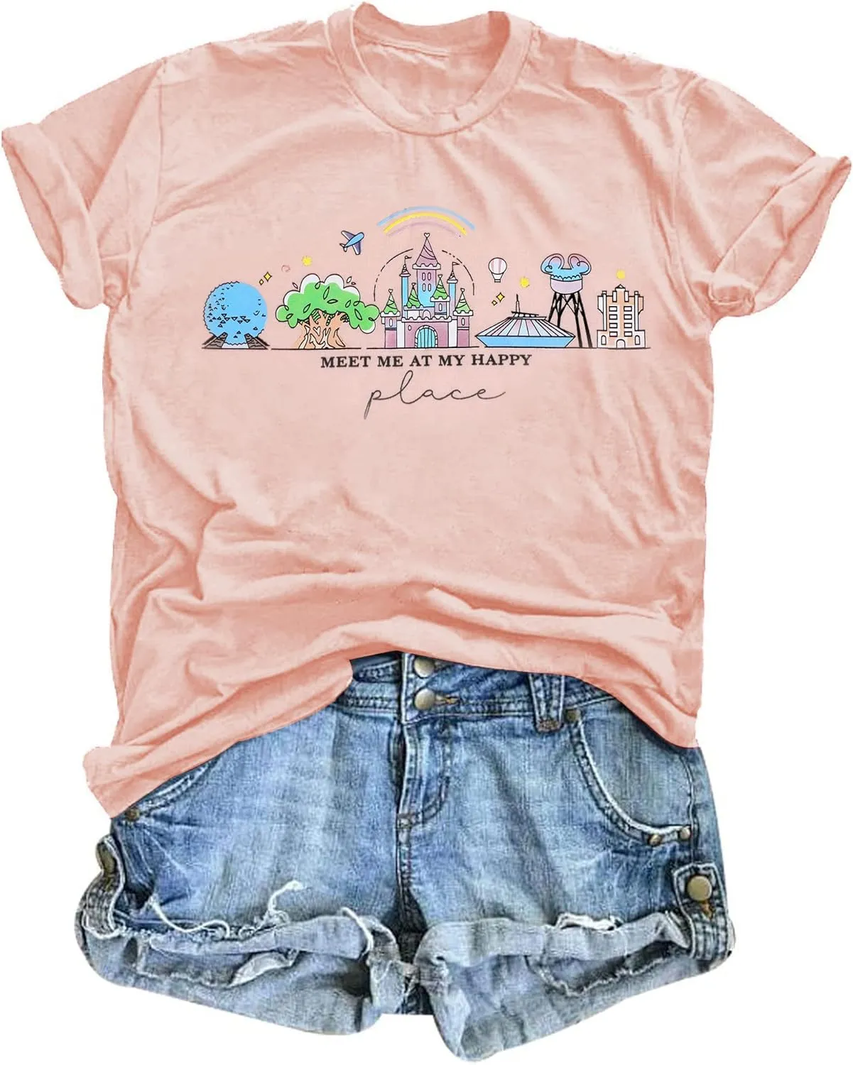 Womens World Traveler Shirt Magic Kingdom Graphic Tshirt Matching Trip T-Shirt Girl Vacation Hodilay Short Sleeve Top