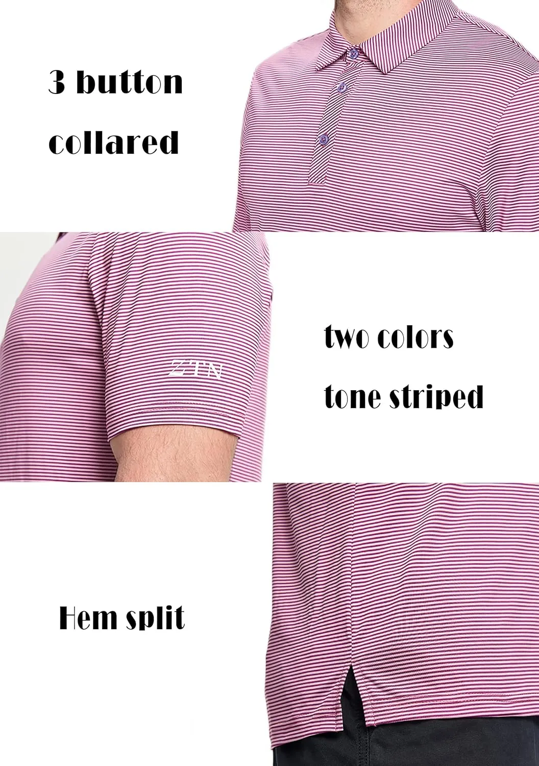 ZTN Mens Polo Shirts - Summer UV50  Moisture Wicking Golf Shirts Quick-Dry Sports Polo Shirts Activewear